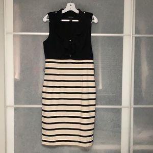 WHBM, sleeveless Office Dress, size 10, black/tan